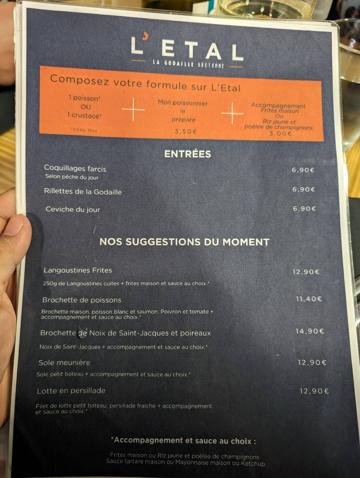 Menu de L'ETAL