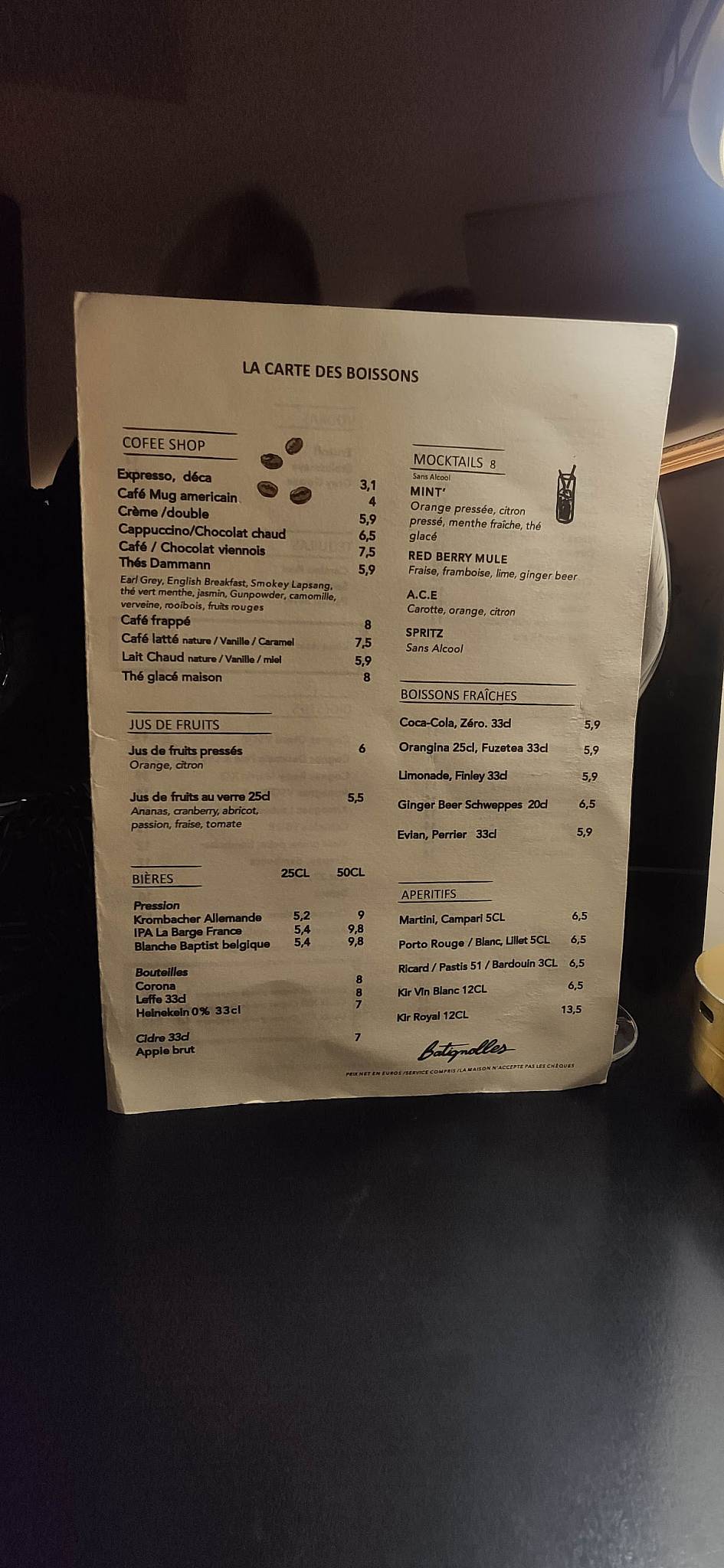 Menu de L'Endroit
