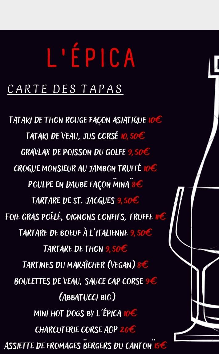 Menu de L'Epica