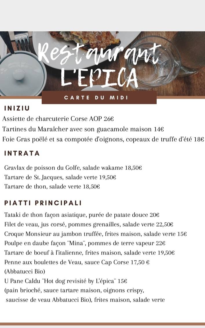 Menu de L'Epica