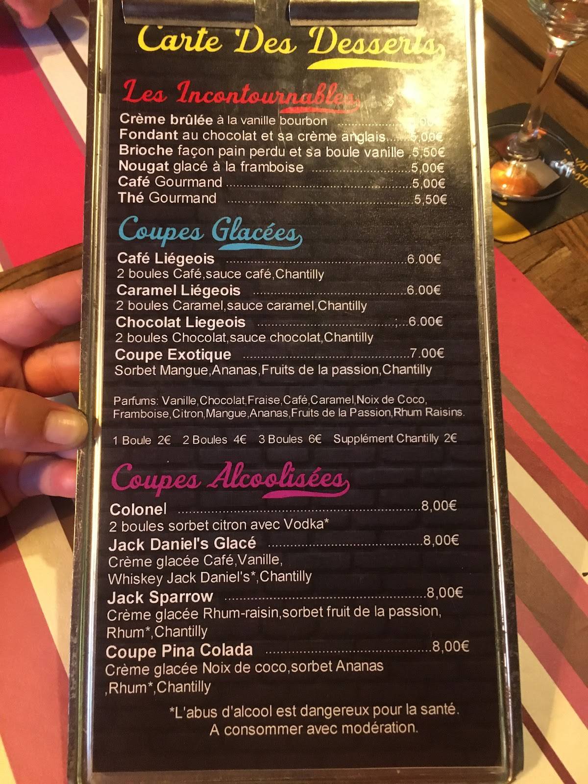 Menu de L'Oncle Sam