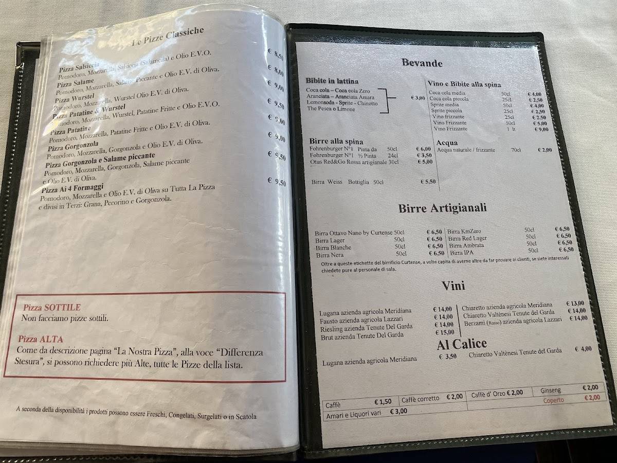 Menu au L'Ottavo Nano (solo Pizza) pizzeria, Brescia, image size:1200x900