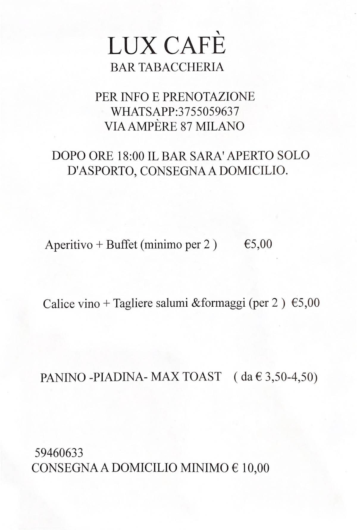 Menu di Luxcafè 
