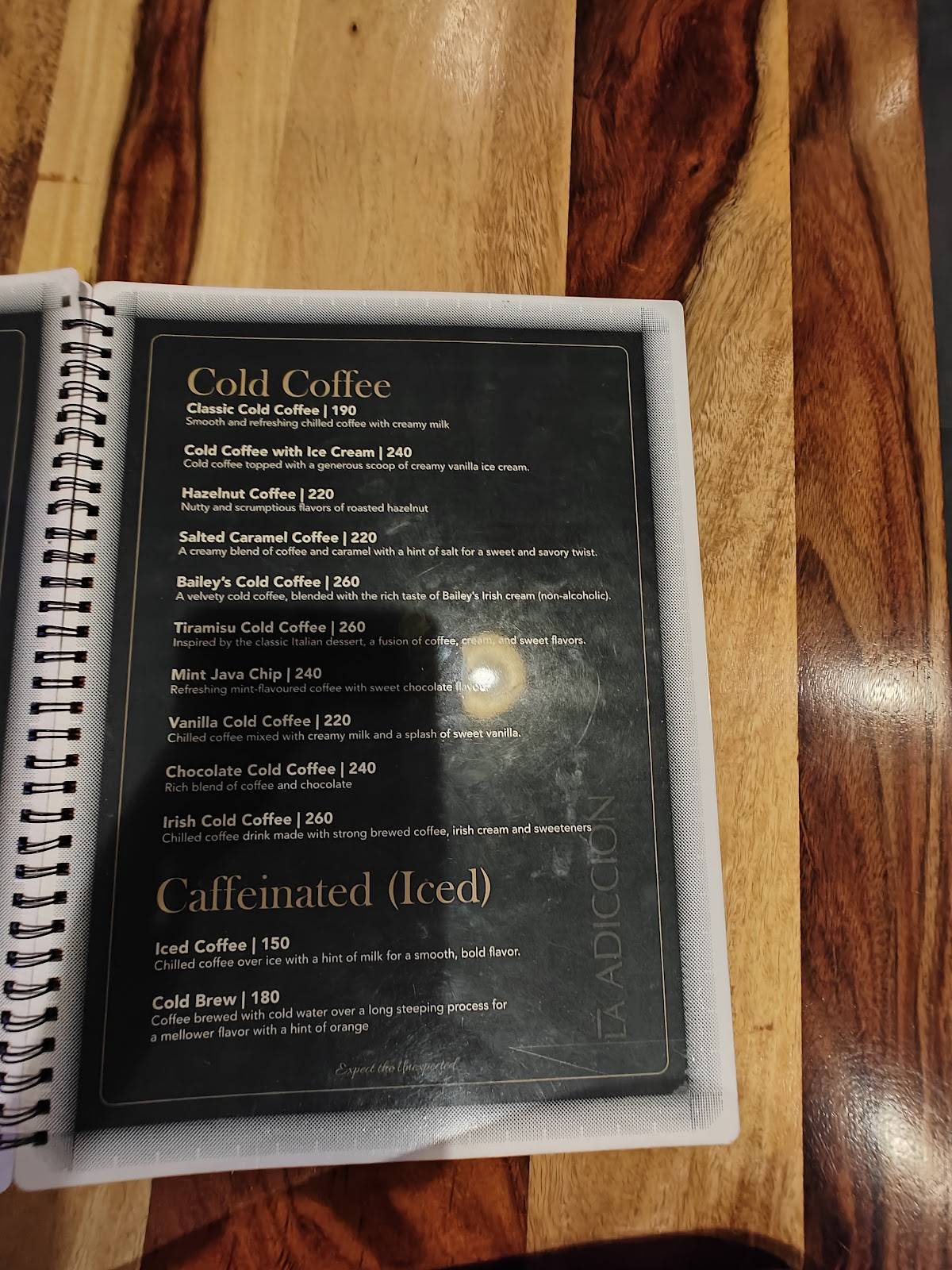 La Adiccion menu