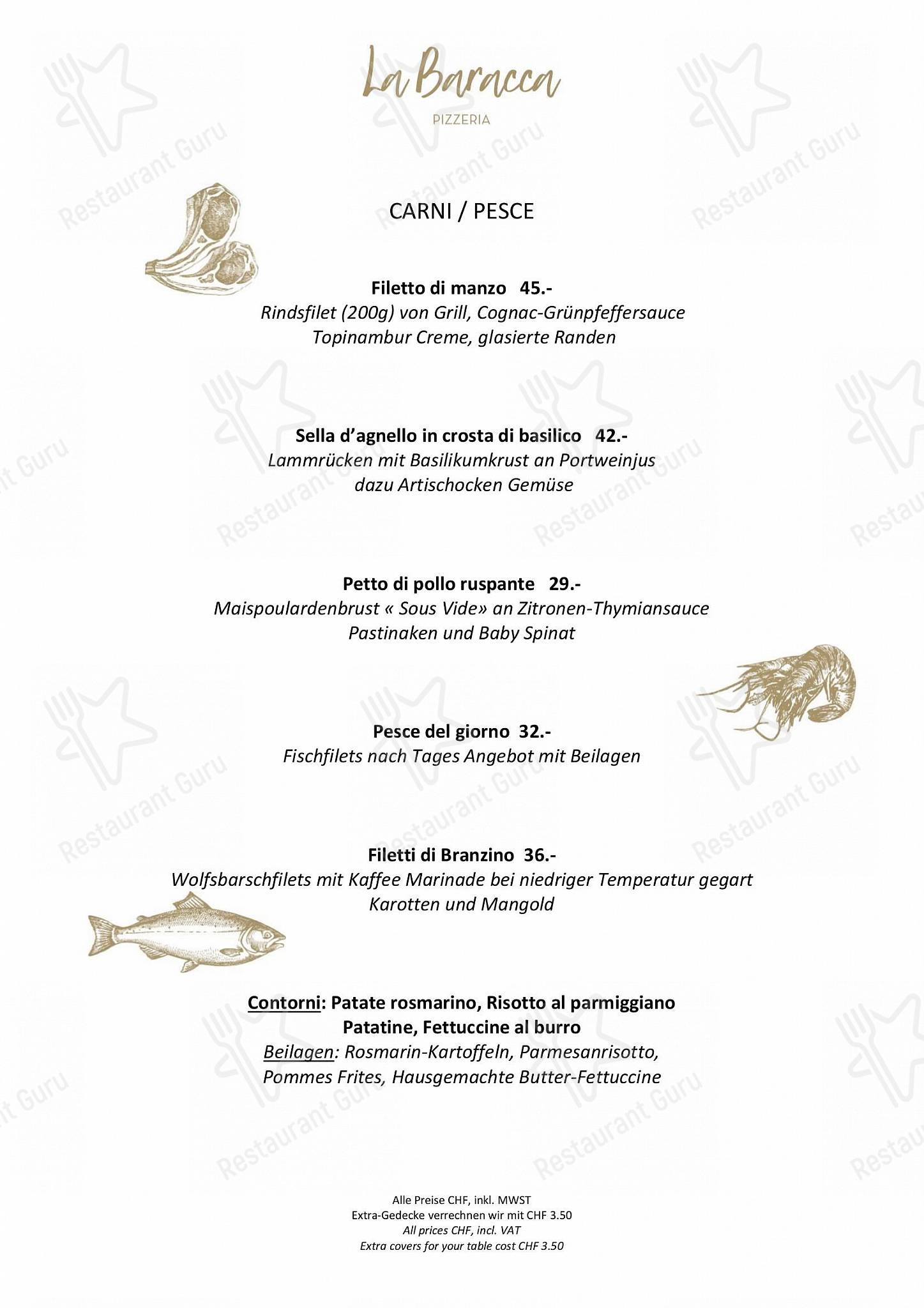 Основное меню per La Baracca ristorante