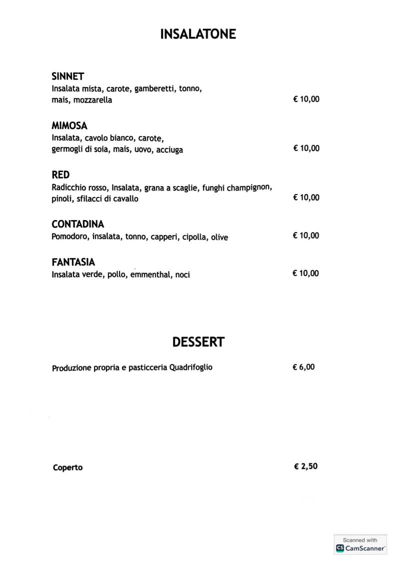 Menu di La Bastia 