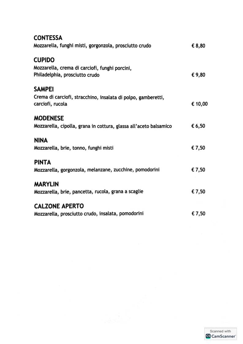 Menu di La Bastia 