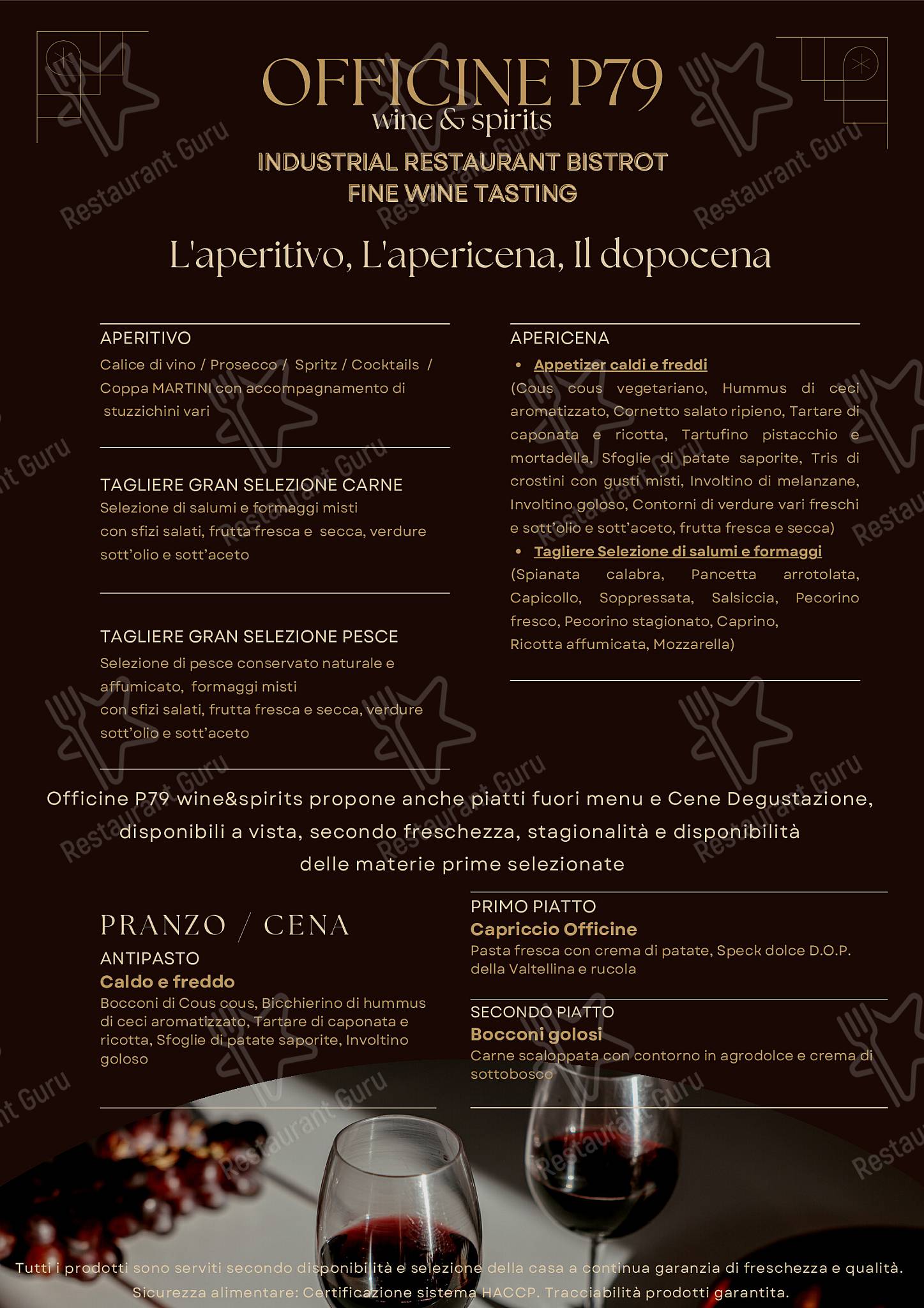 Menu di Officine P79 wine&amp;spirits 