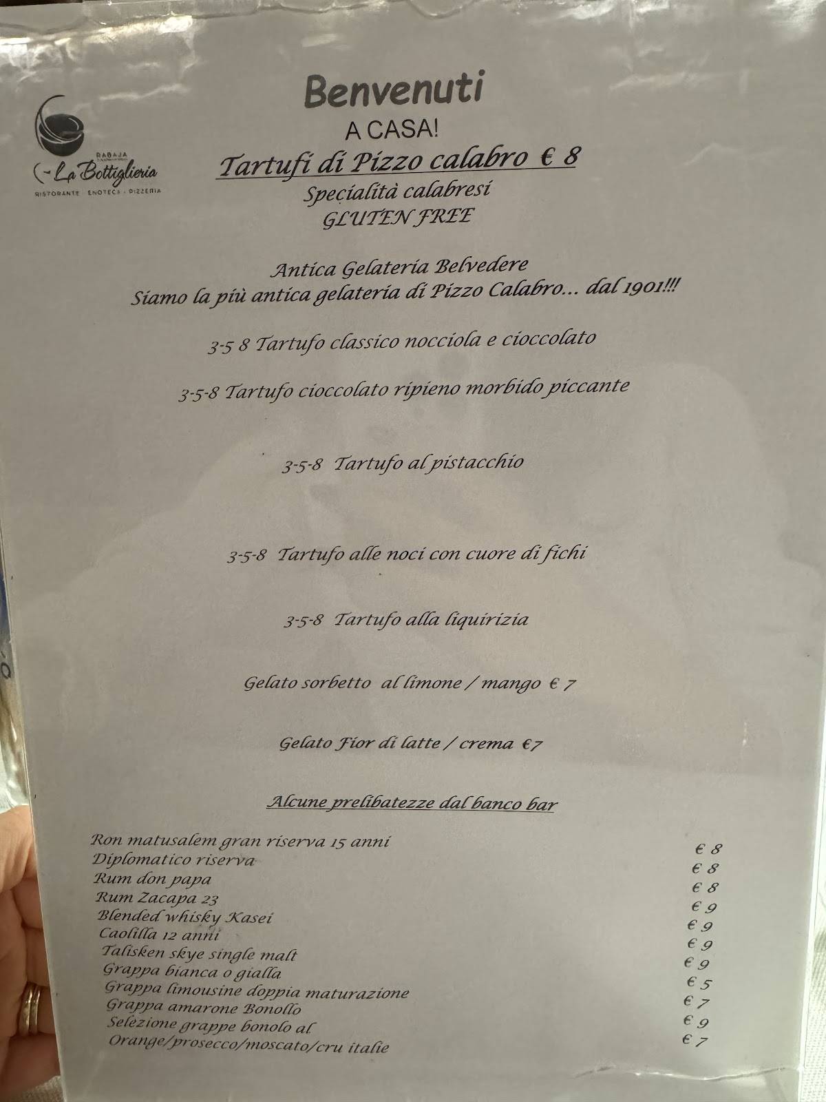 Menu di La Bottiglieria Rabaja 