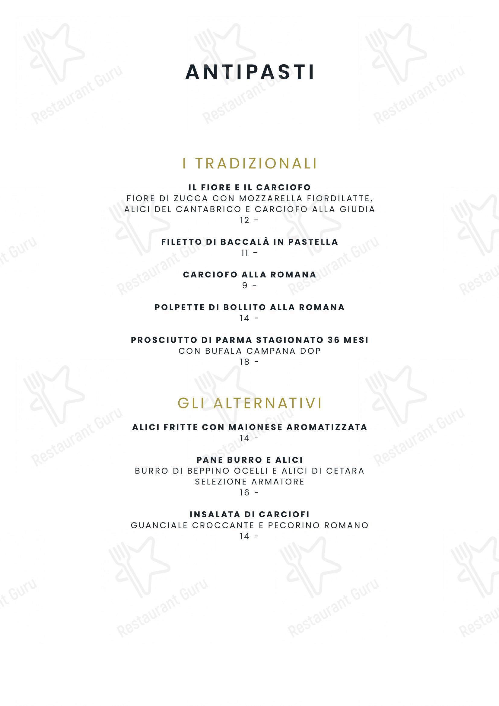 Menu bar per La Carbonara - Ristorante a Campo de' Fiori in Roma