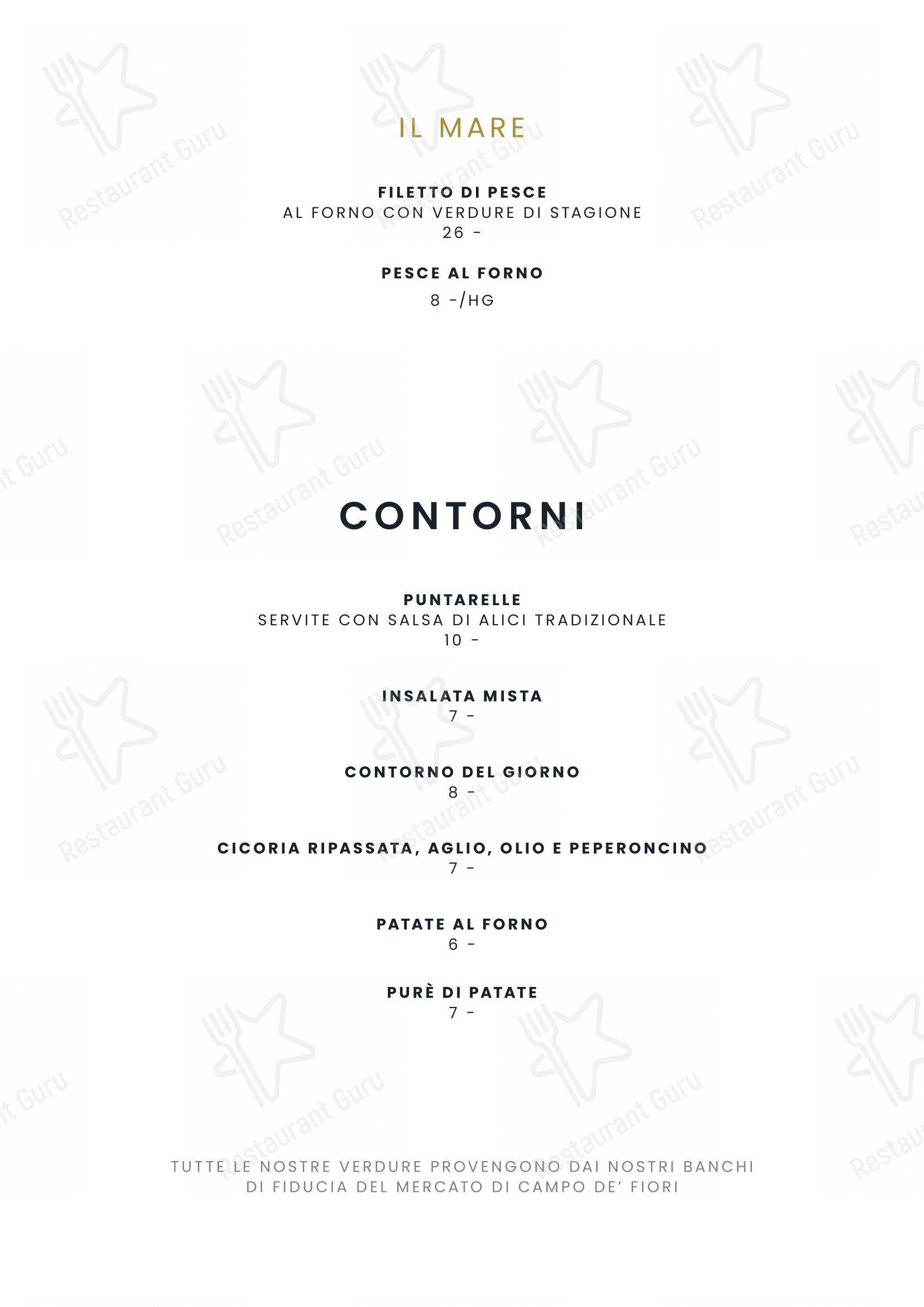 Menu di La Carbonara - Ristorante a Campo de' Fiori - Menu bar