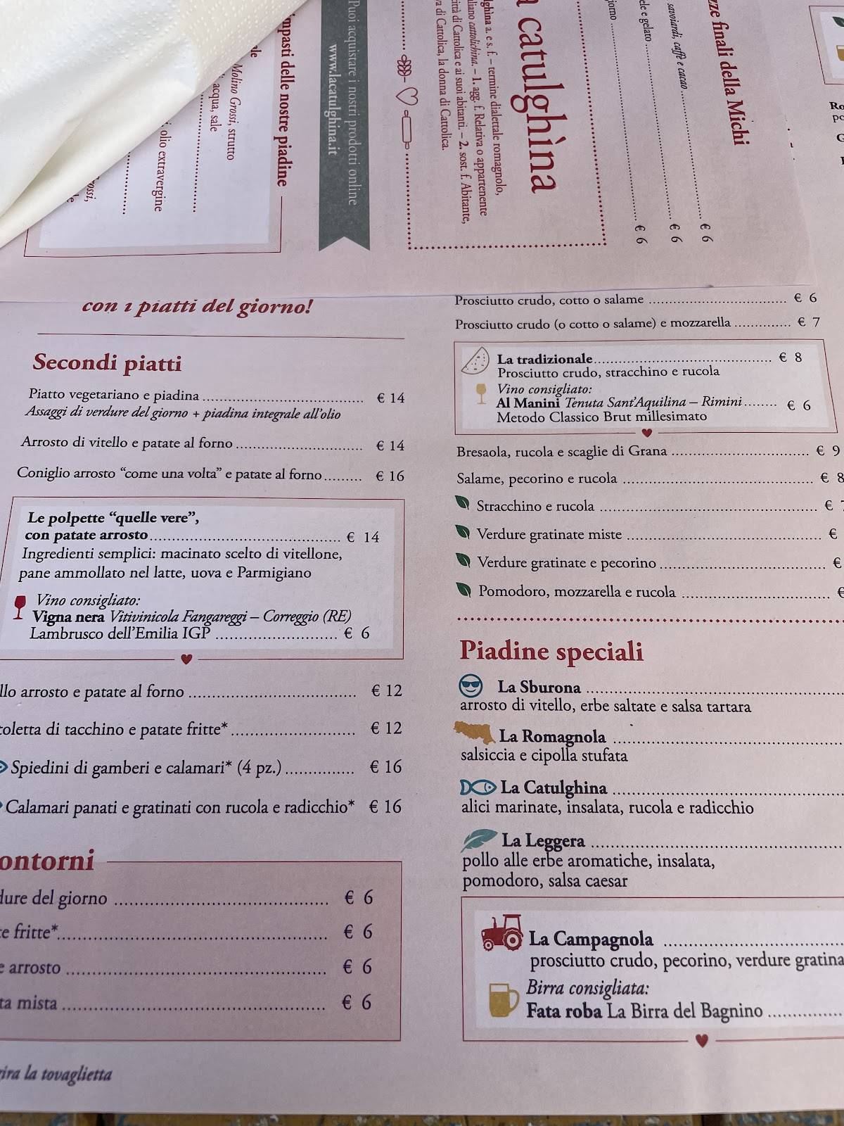 Menu di La Catulghina 