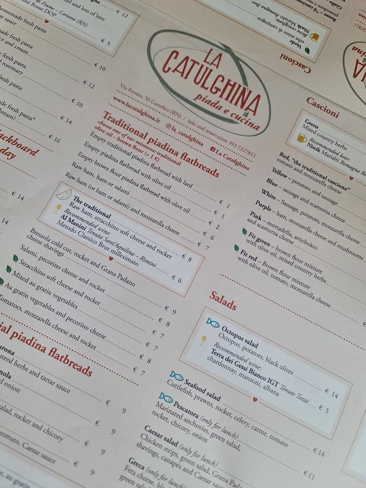 Menu di La Catulghina 
