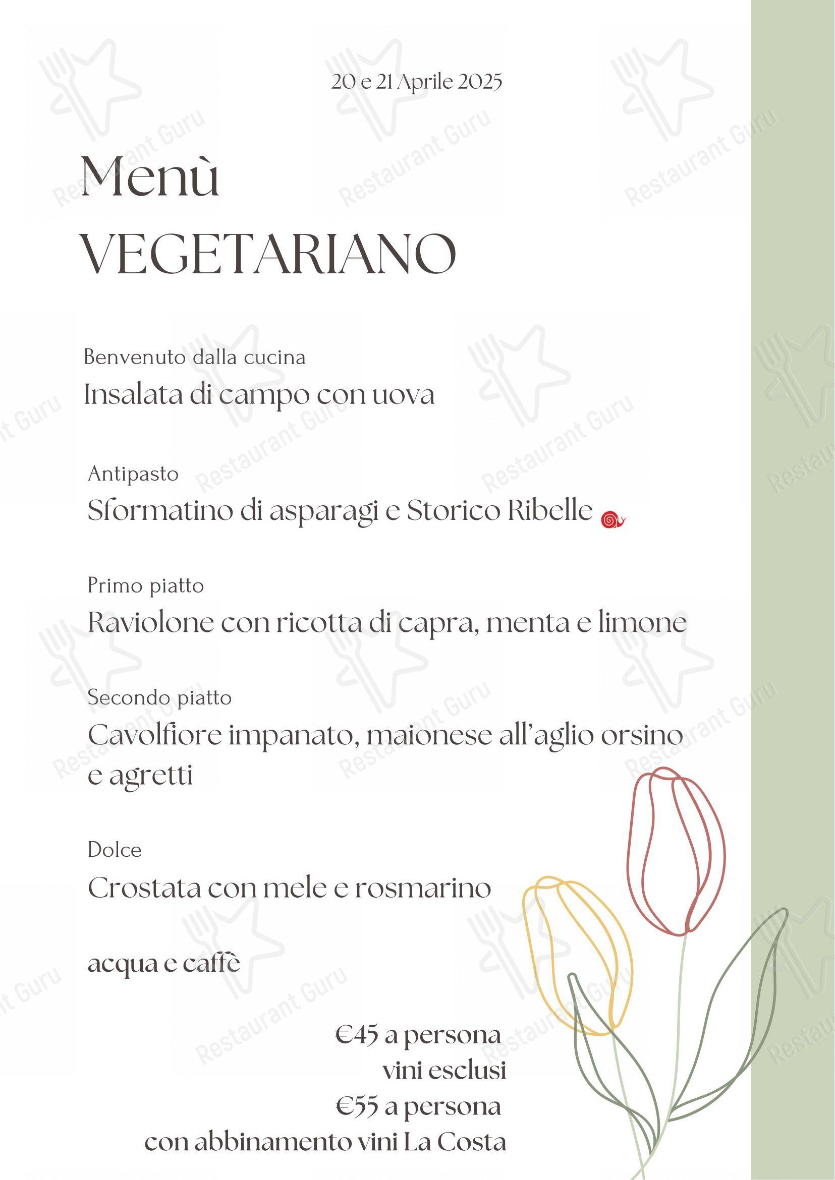 Menu di Agriturismo La Costa - Ristorante e Cantina - Cascina Galbusera Nera - Menu bar