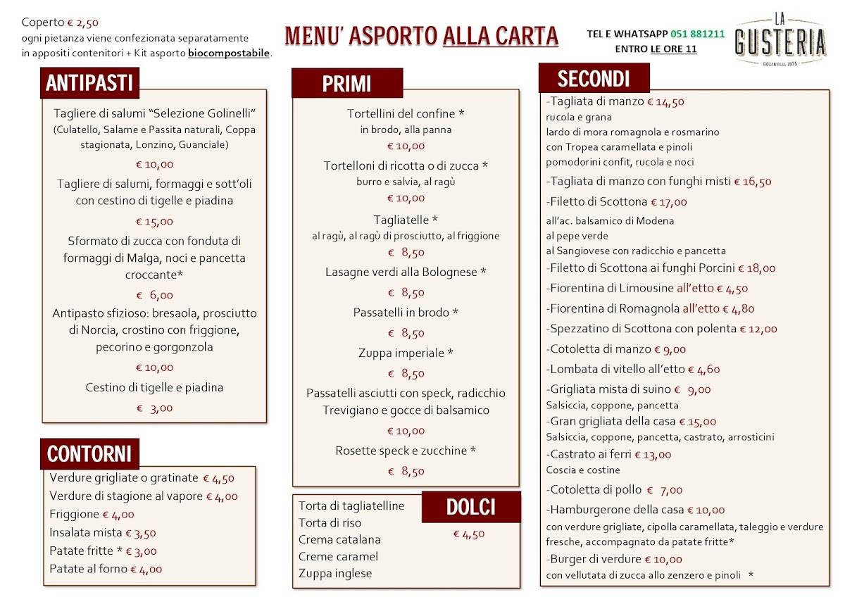 Menu di La Gusteria 