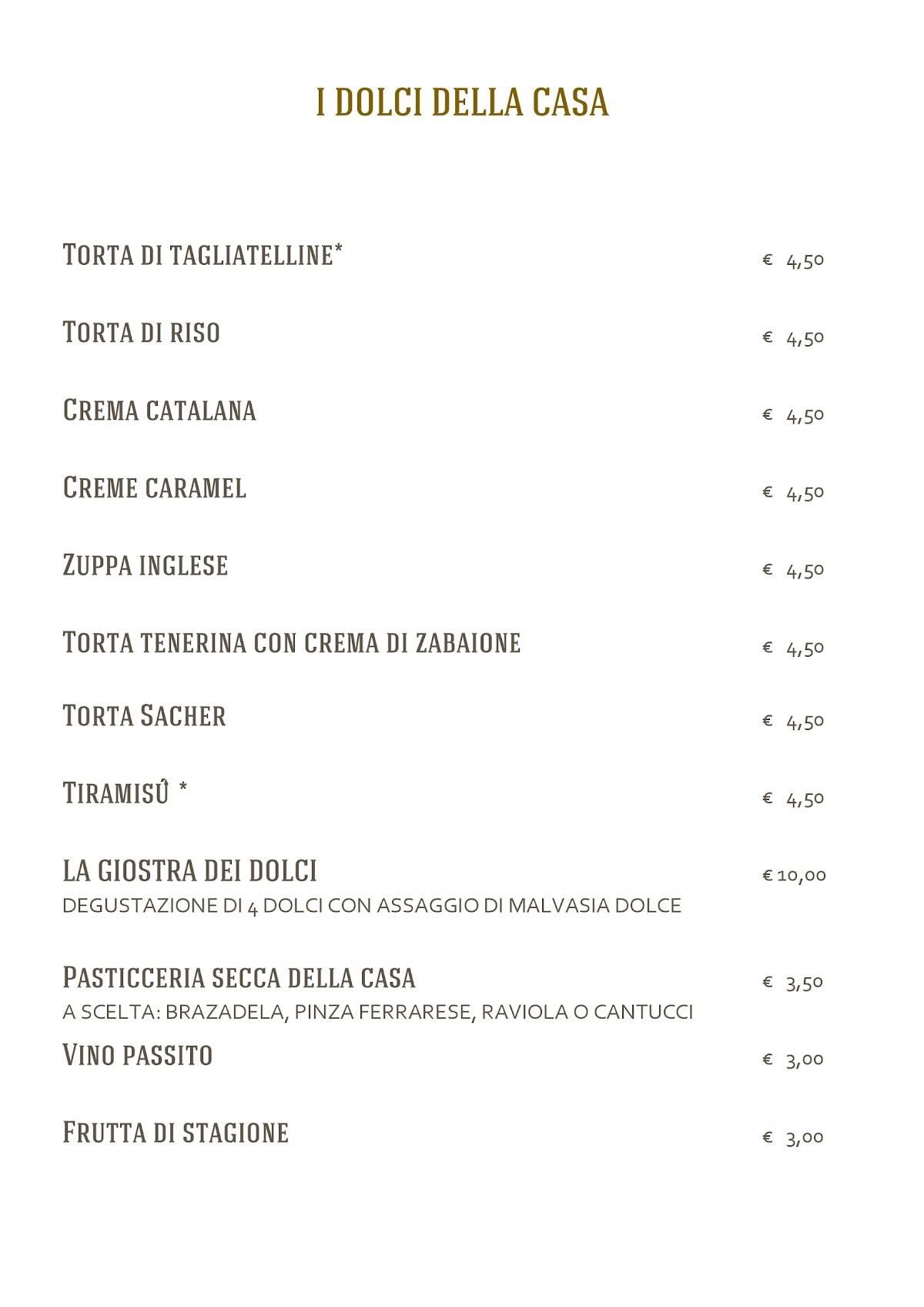 Menu di La Gusteria 