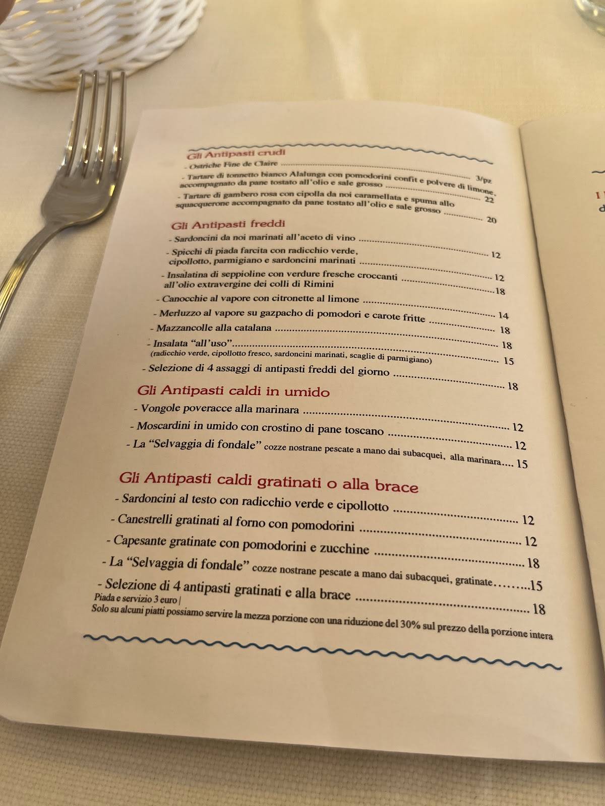 Menu di La Marianna 