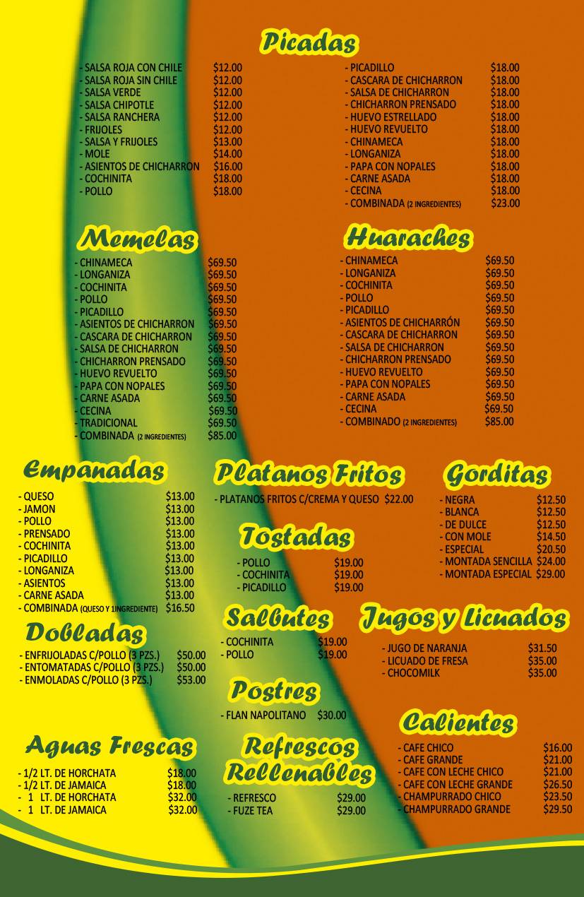 Carta Del Restaurante La Picadita Jarocha Coatzacoalcos