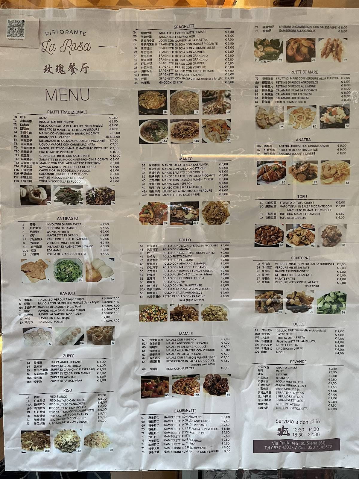 Menu di La Rosa 