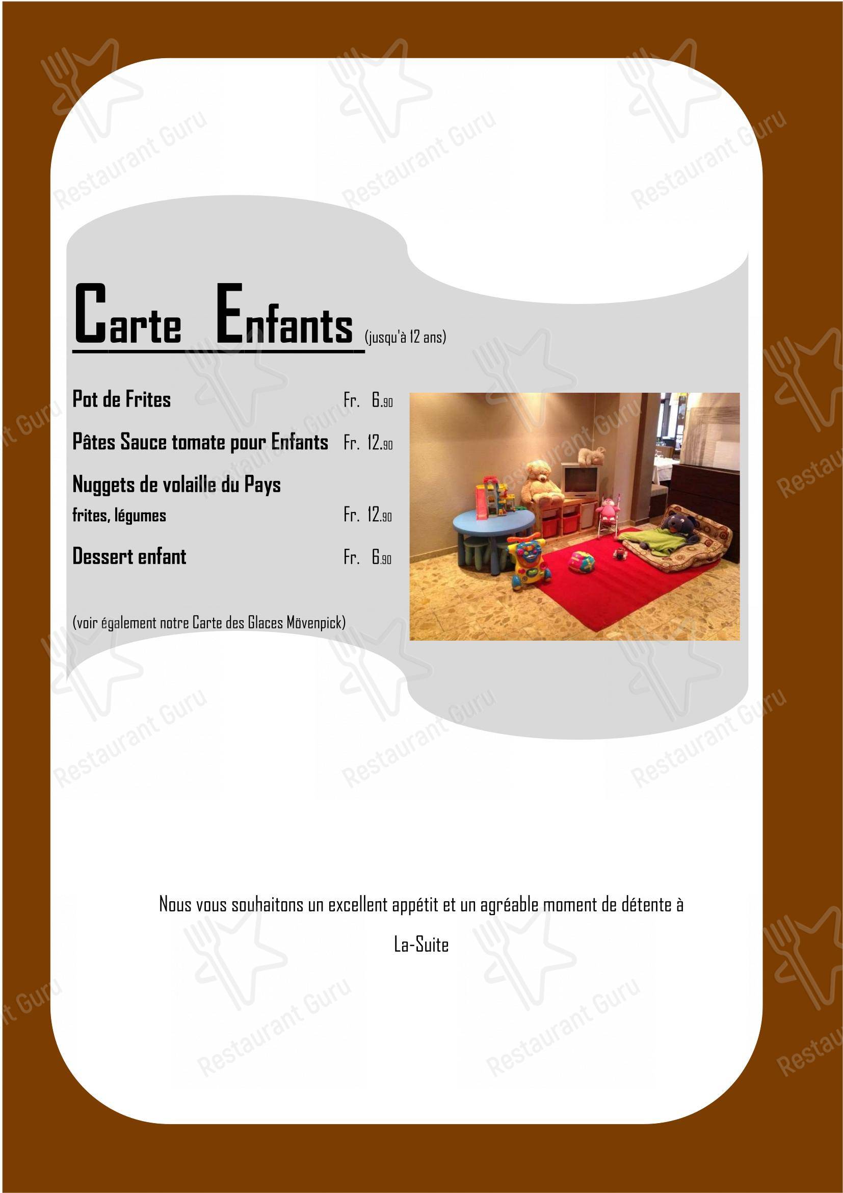 La Suite – Hôtel Café & Restaurant in Payerne - Menu
