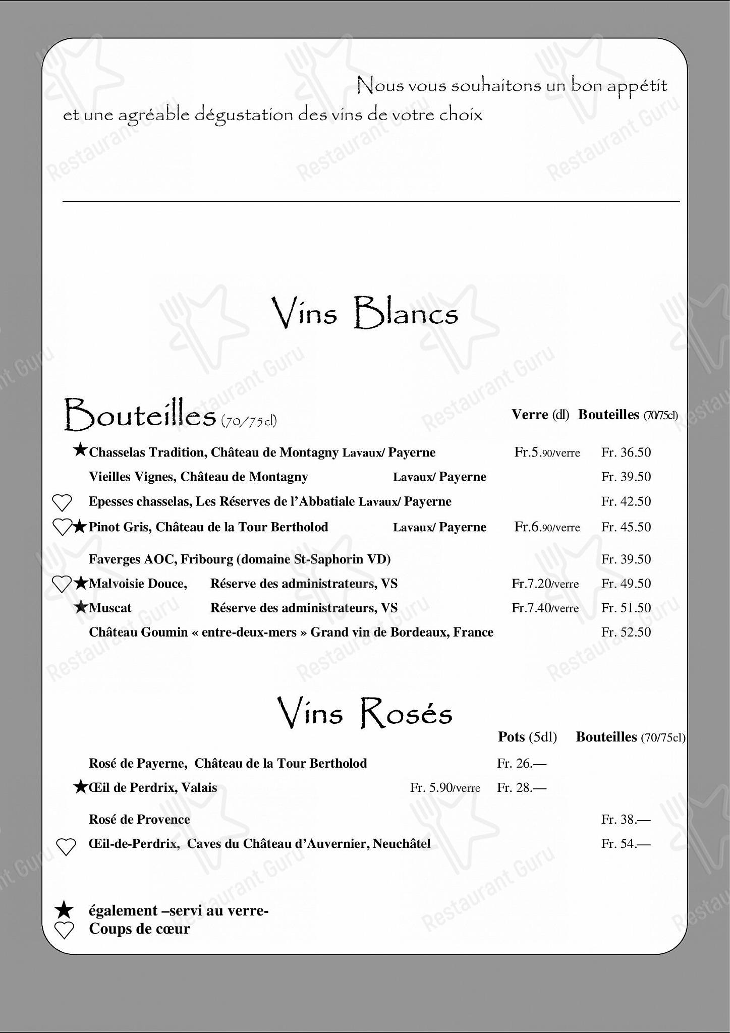 La Suite – Hôtel Café & Restaurant in Payerne - Основное меню