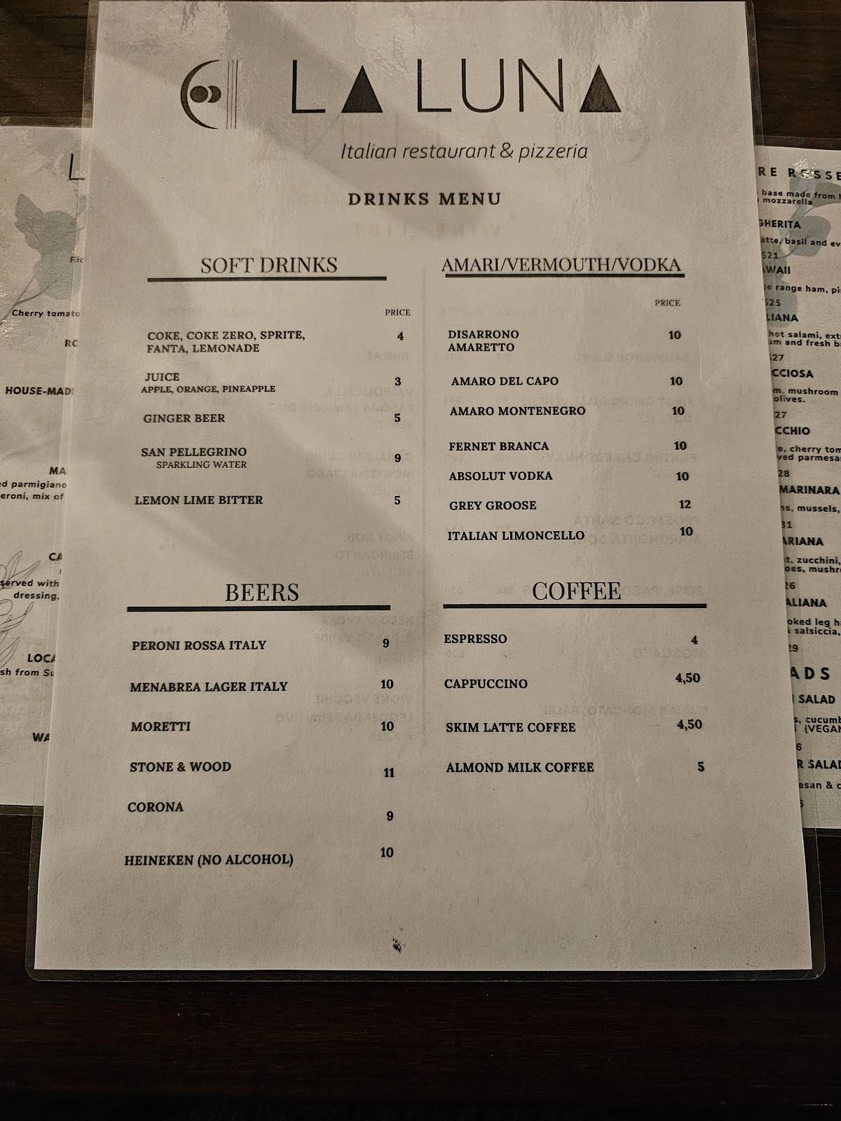restaurant & pizzeria & cafe la luna