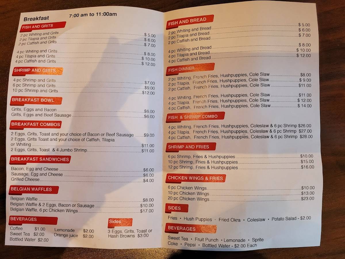 Menu at Lady Fannie Mae's Ultimate Fish Fry restaurant, Fairburn
