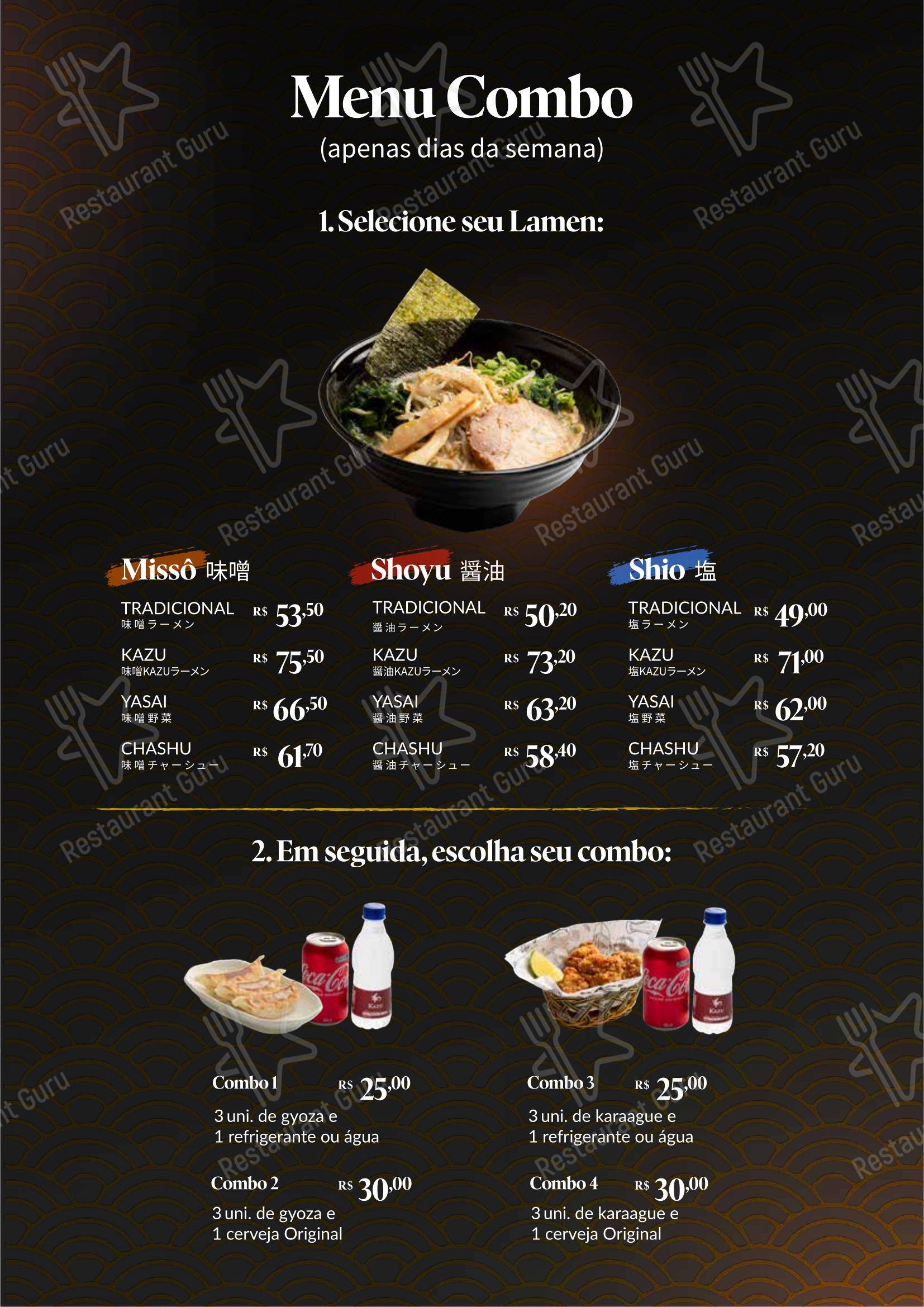 Lamen Kazu em São Paulo - Menu
