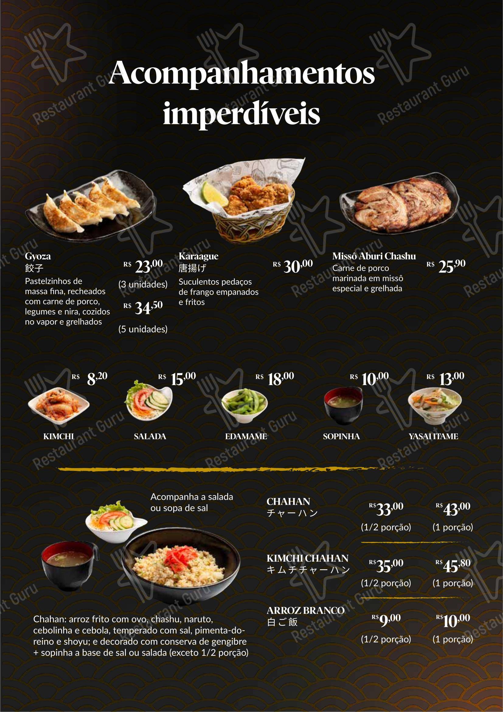 Menu para Lamen Kazu em São Paulo