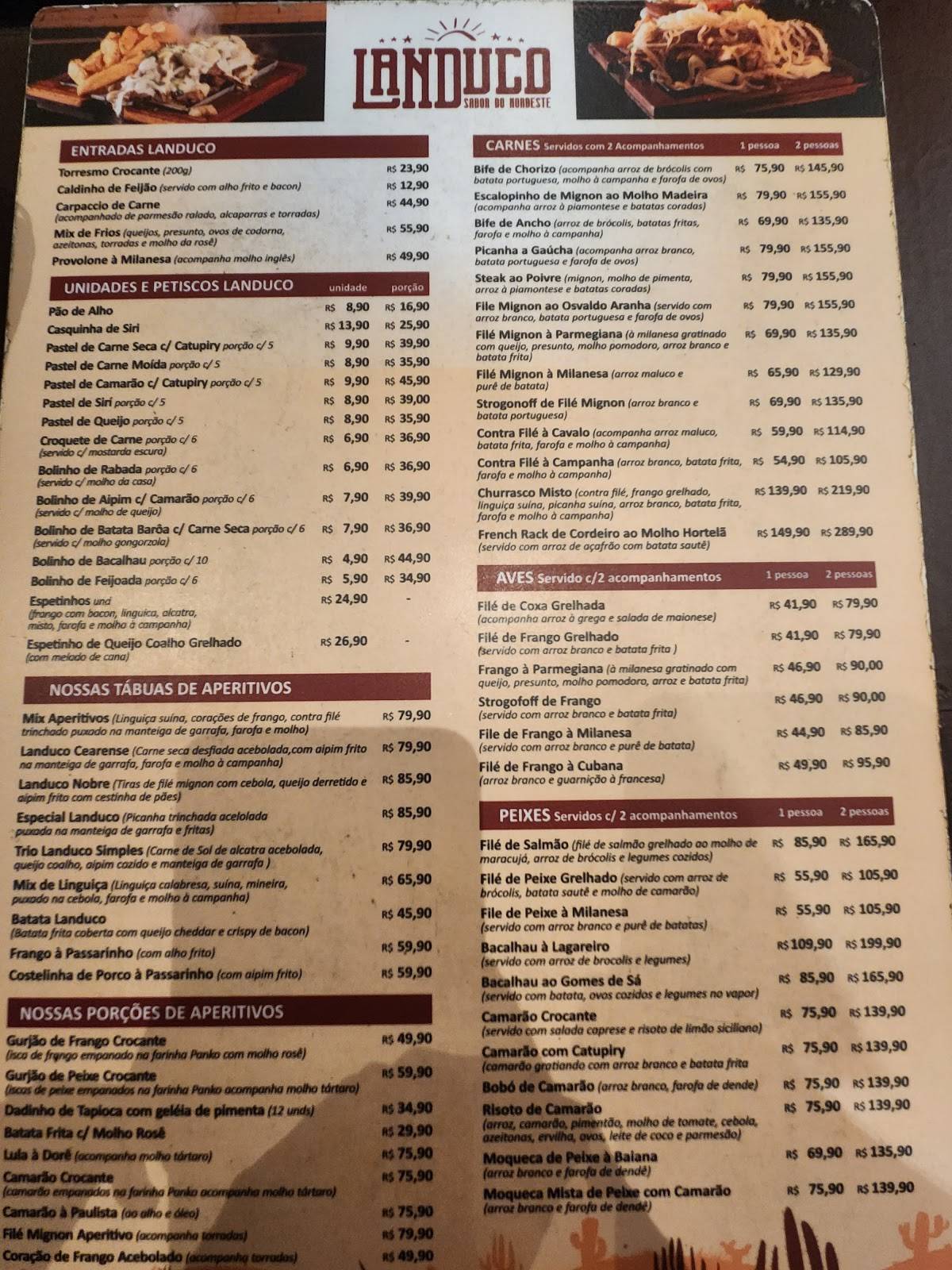 Landuco Copacabana cardápio