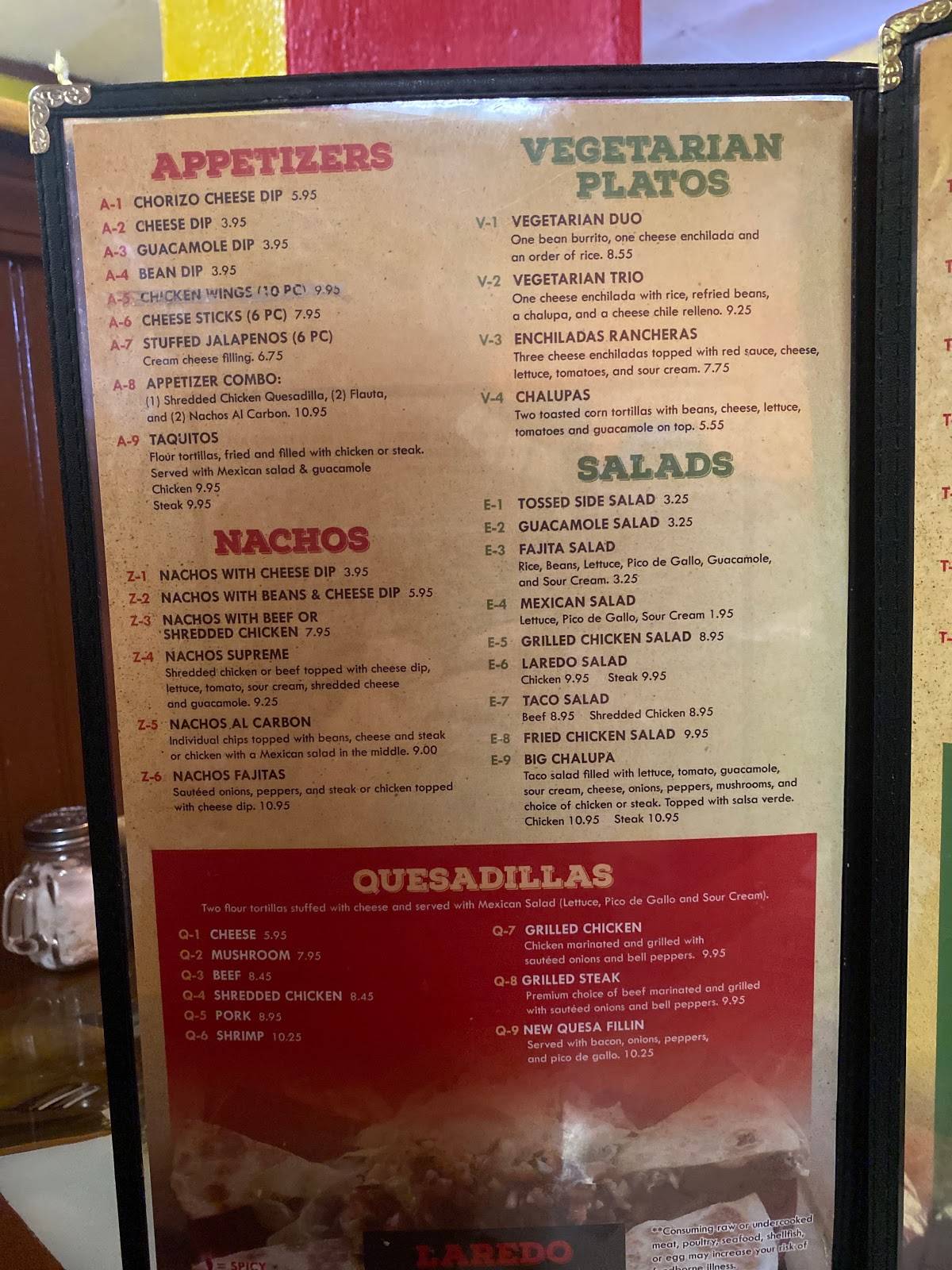 Menu at Laredo Mexican Restaurant, Keystone Heights, State Rte 100