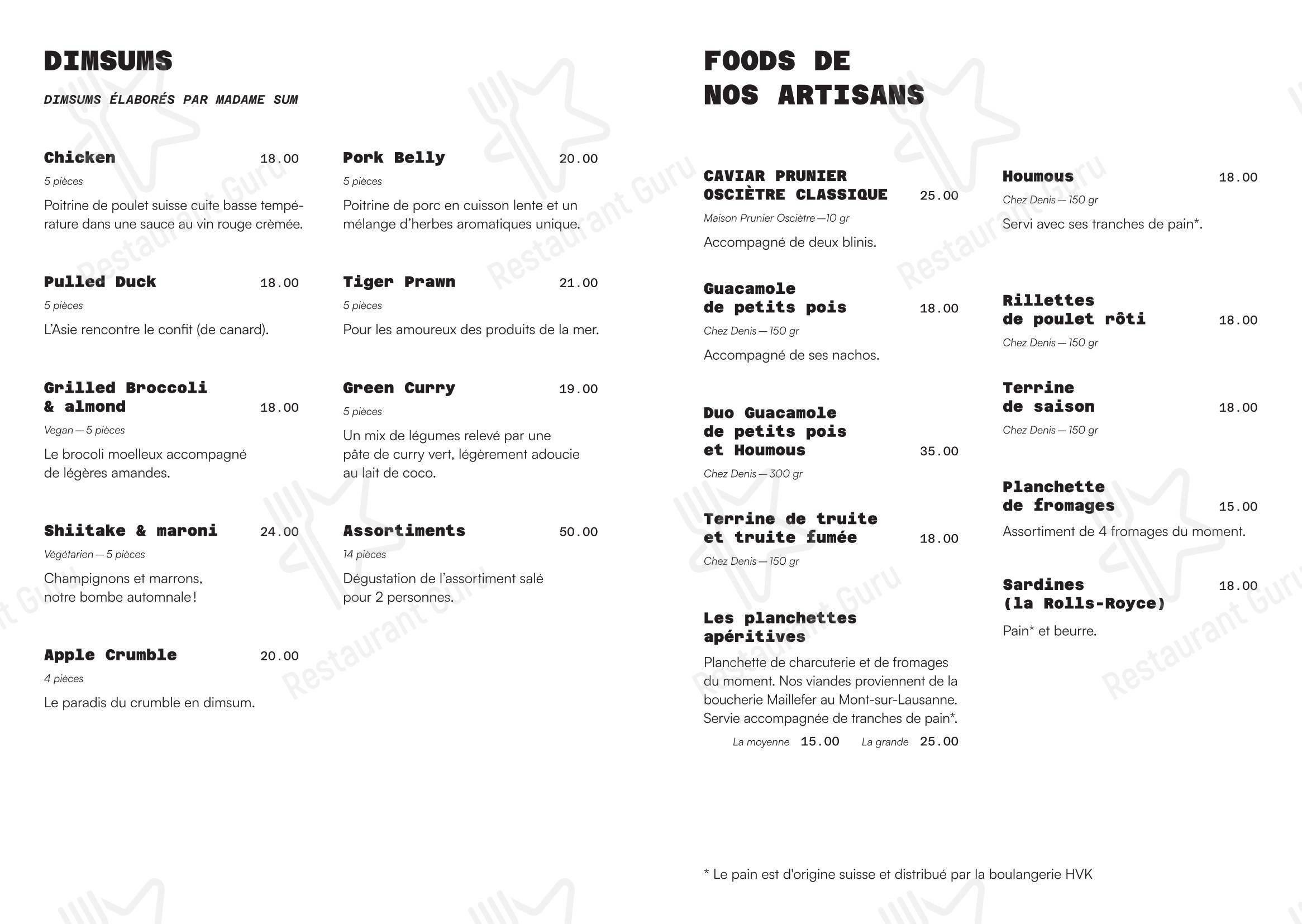 Menu bar per Lausanne Cocktail Club ristorante