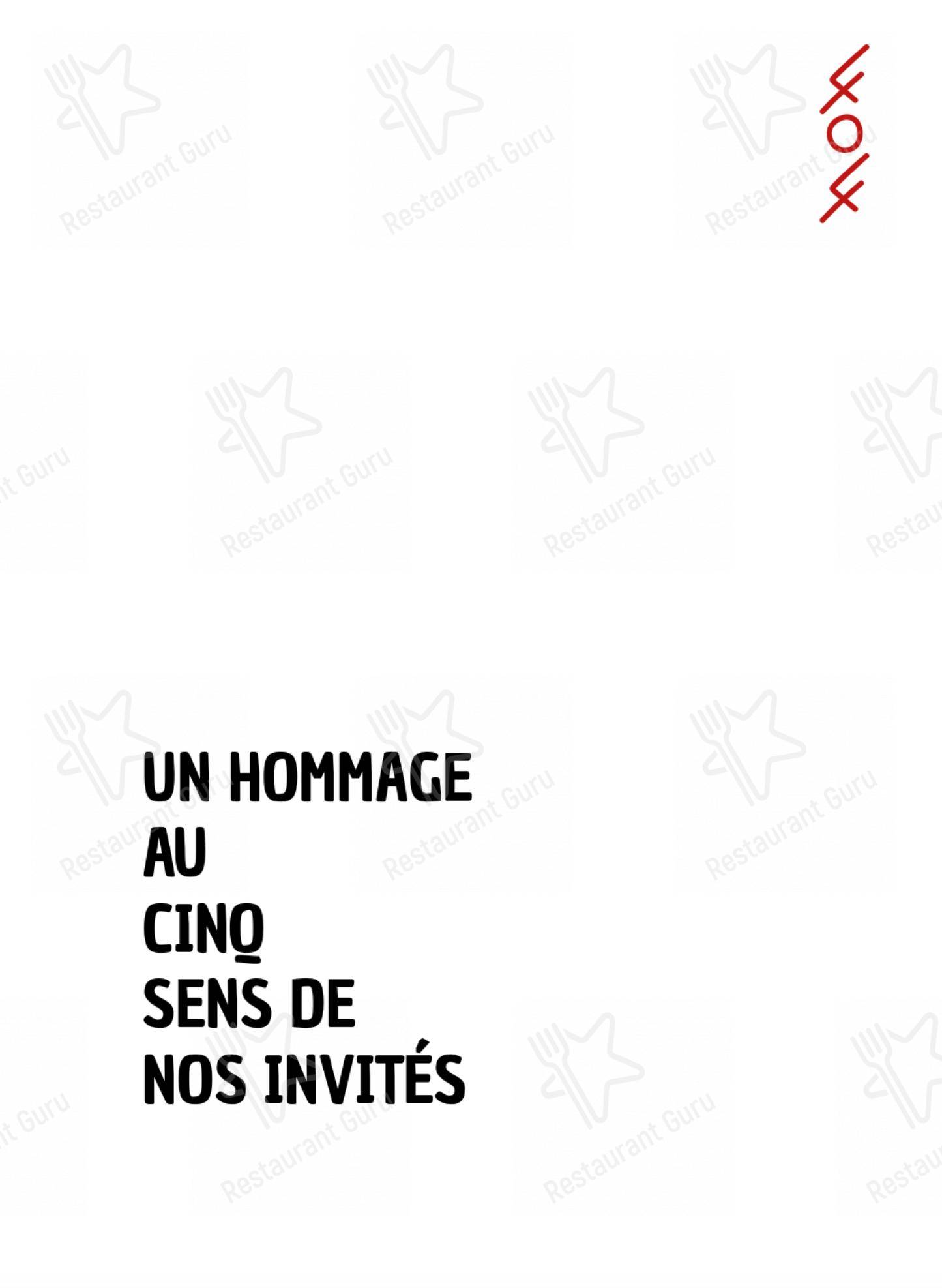 Menu pour Le 404 dans Paris