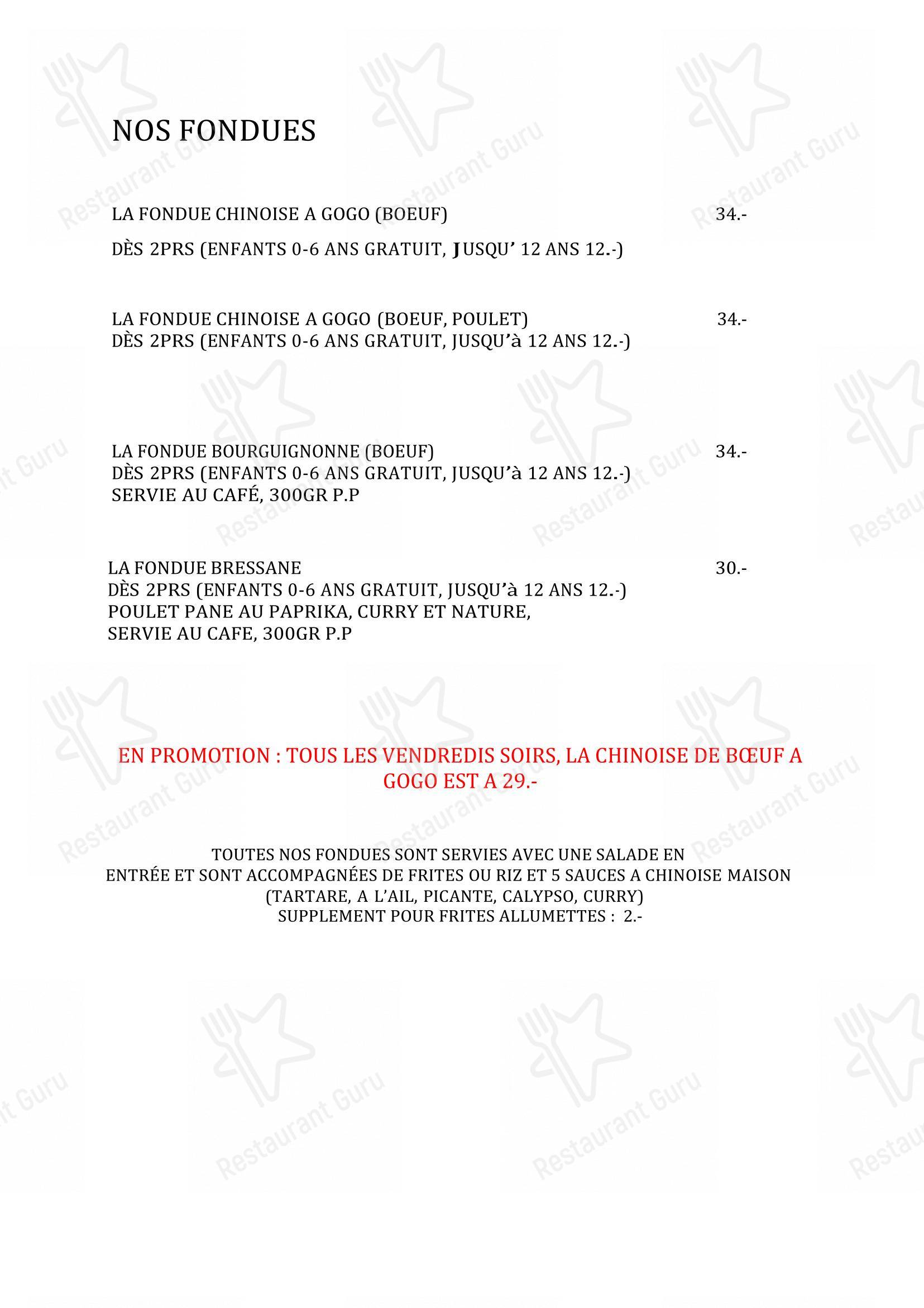 Menu bar pour Le Bistrot Beaumont restaurant