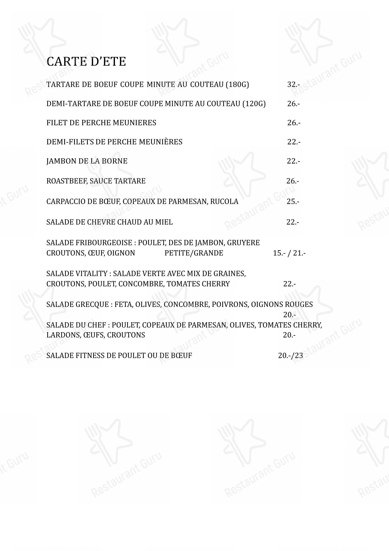 Le Bistrot Beaumont dans Fribourg - Menu bar