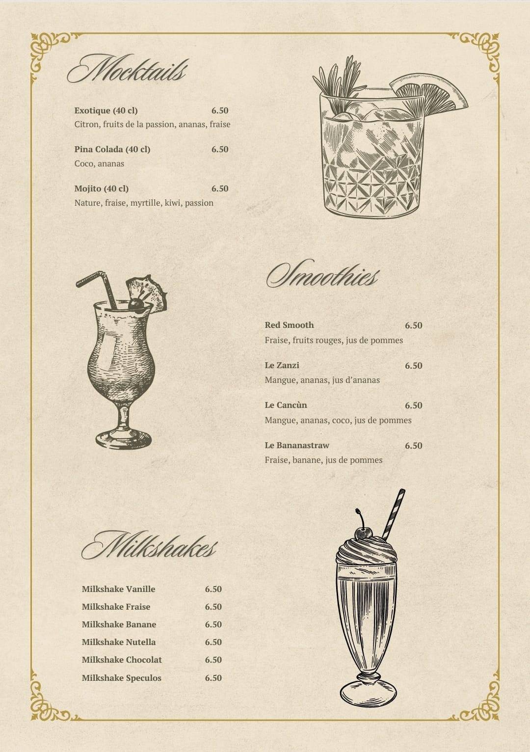 Menu de Le Grand Café