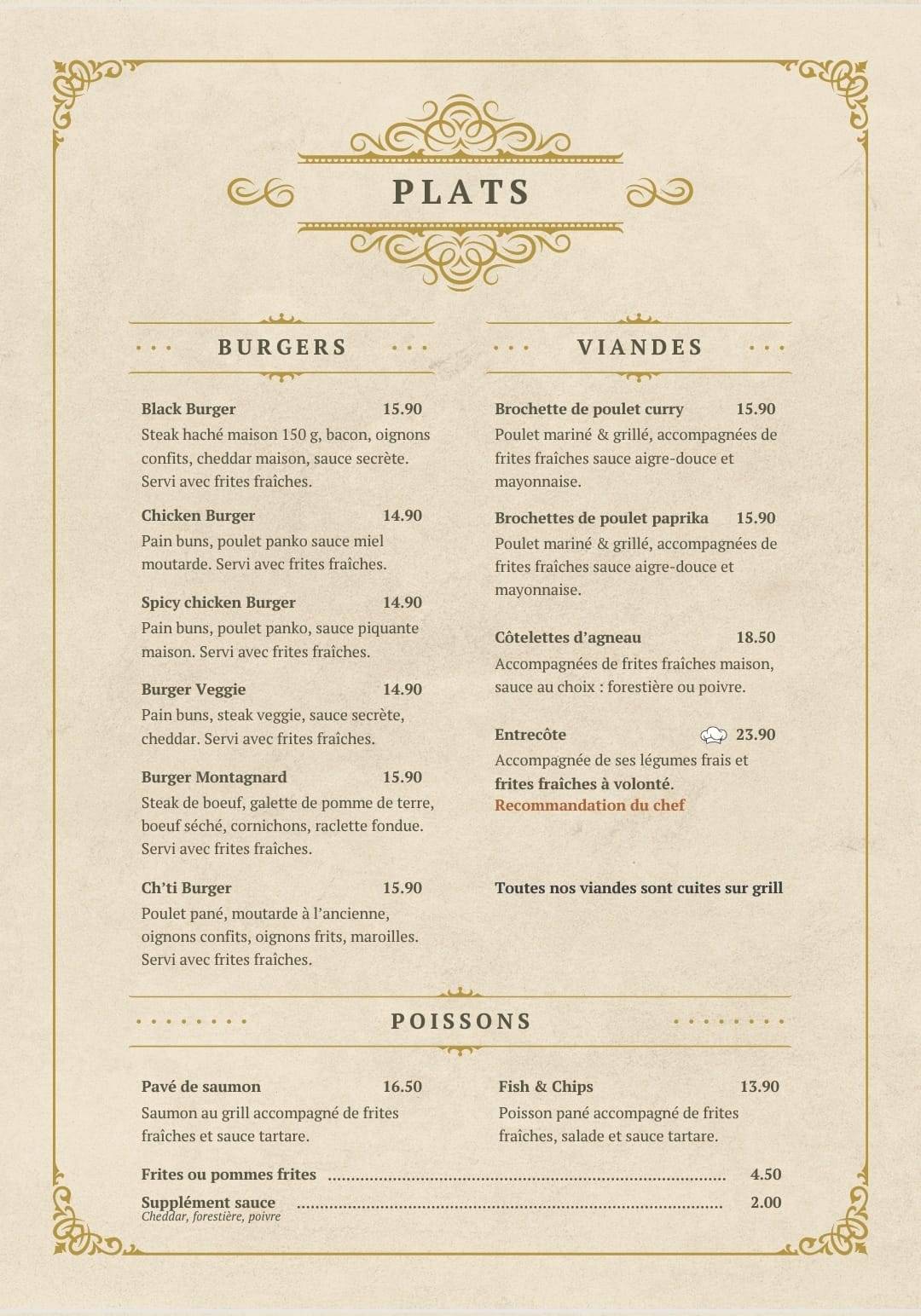 Menu de Le Grand Café