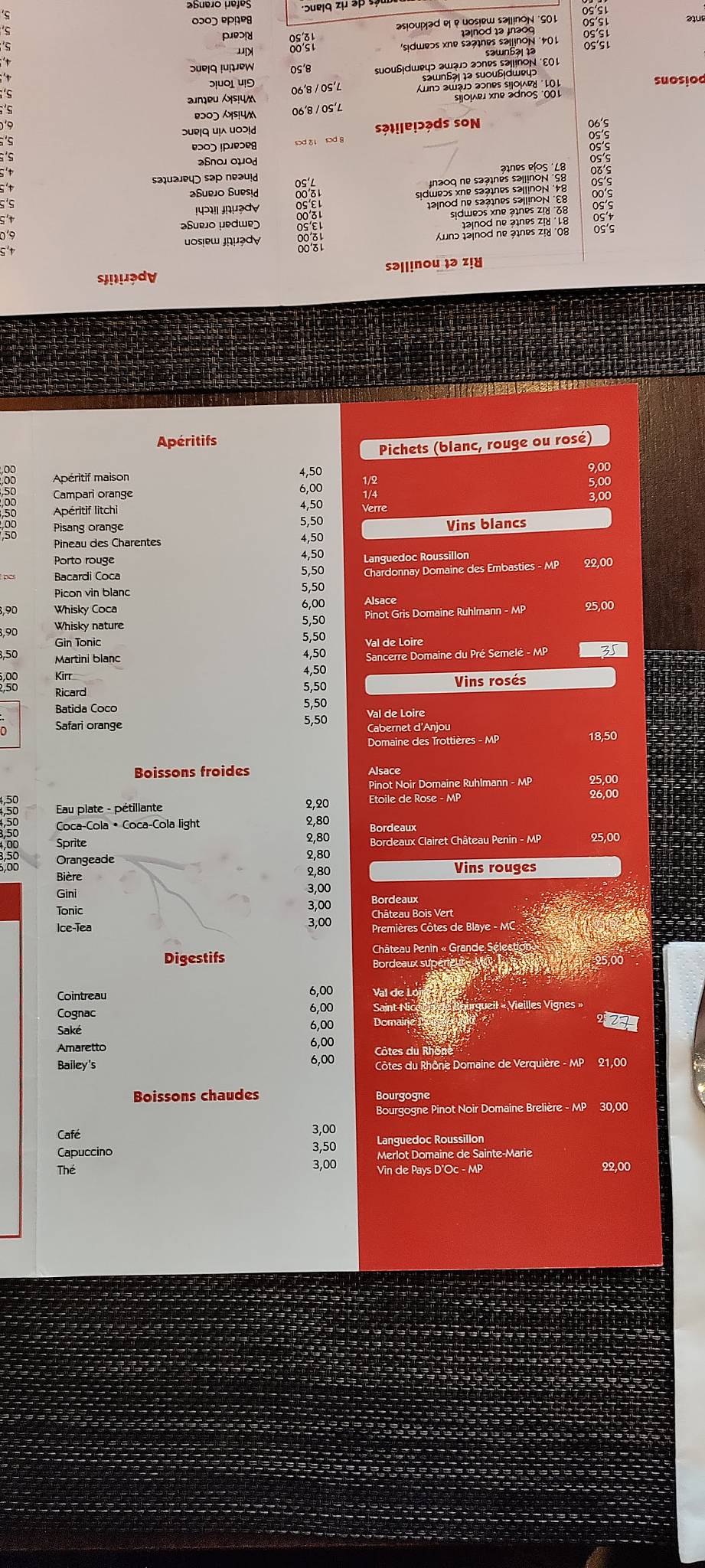 Menu de Le Guiling