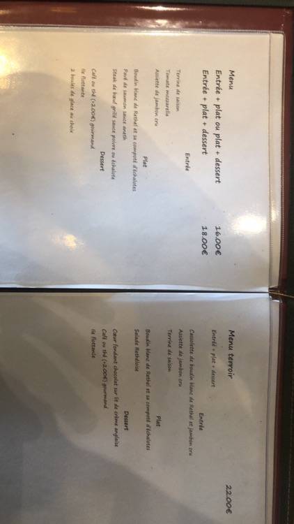 Menu de Le Marcassin