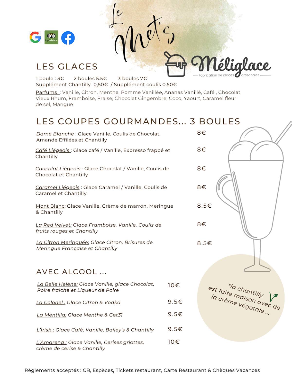 Menu de Le Met's