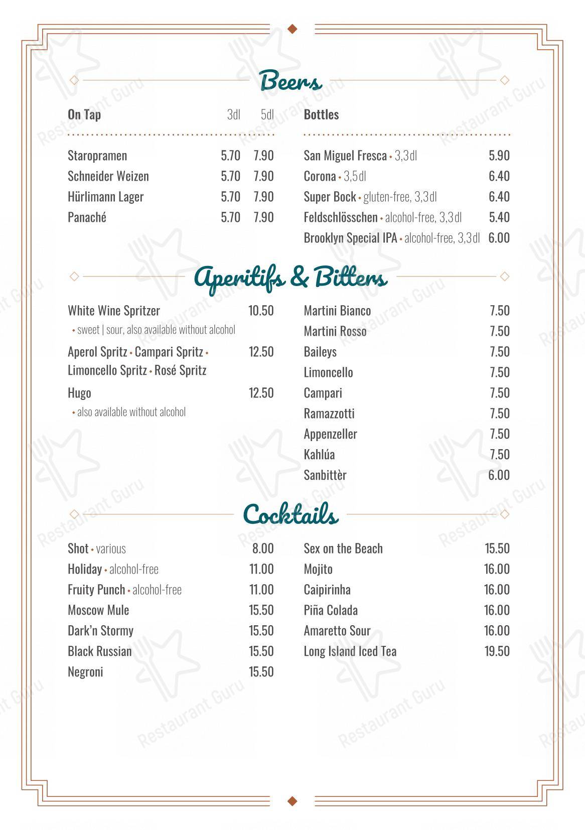 Le Monde in Dübendorf - Основное меню