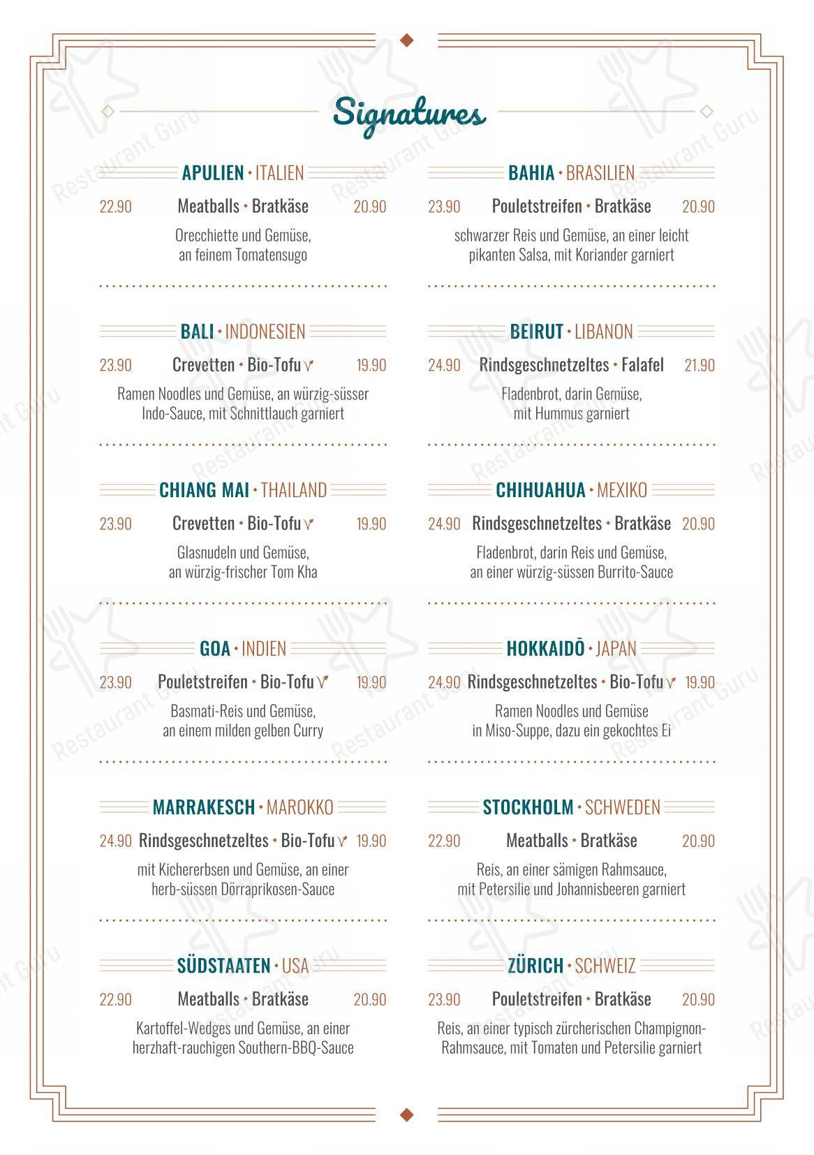 Menu bar per Le Monde in Dübendorf