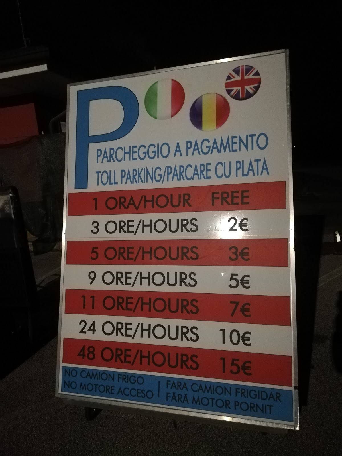 Menu di Le Rive autogrill 