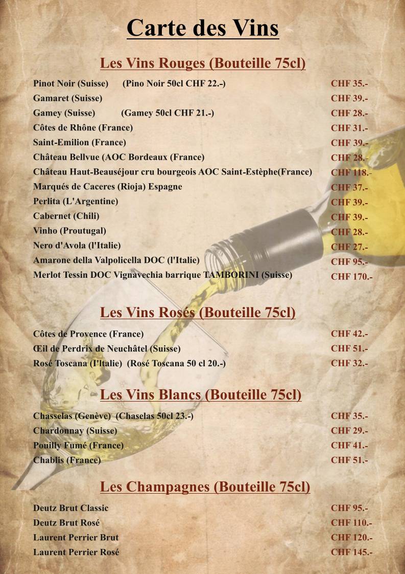 Menu di Le Safran - Restaurant Indien à Genève 