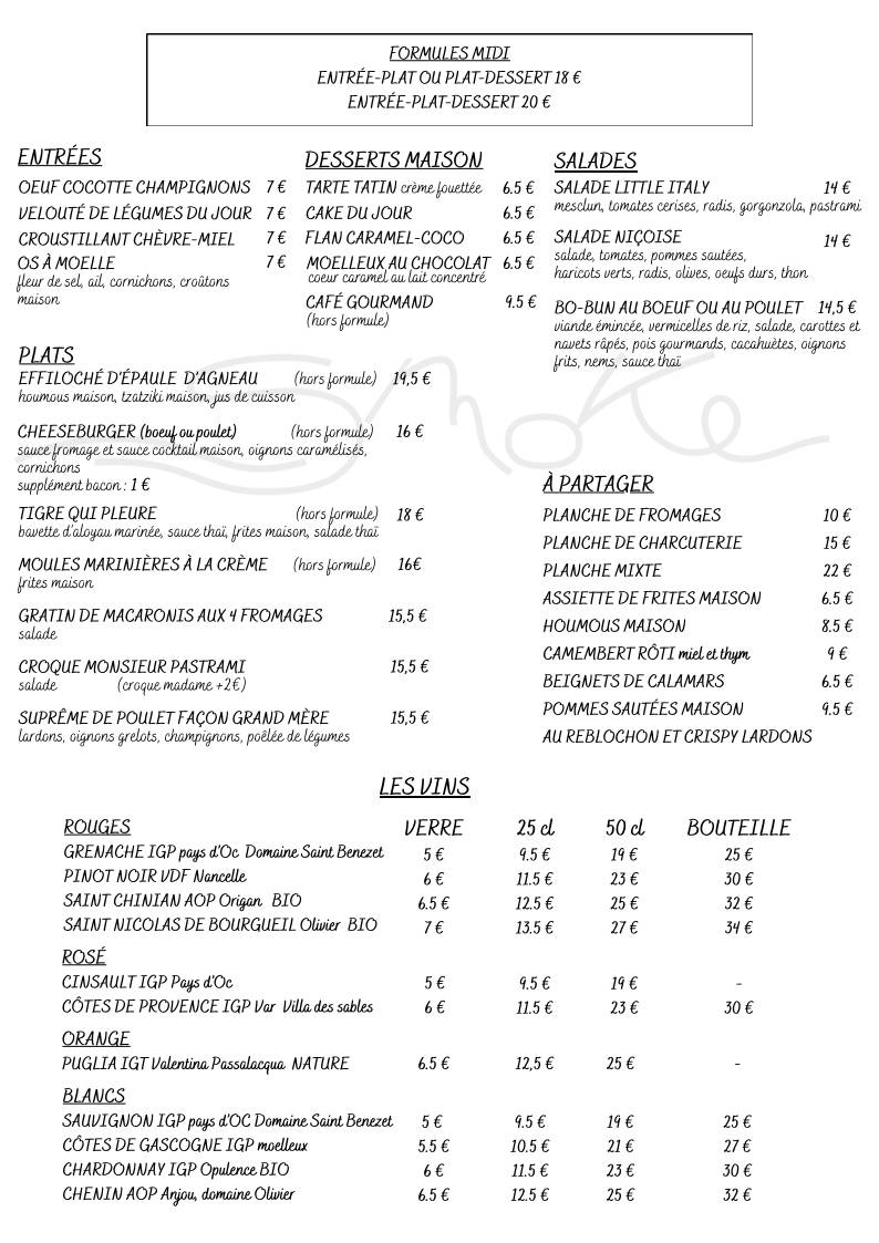 Menu de Le Smoke