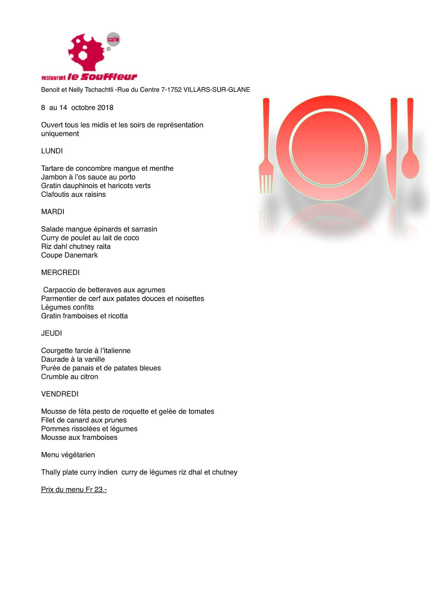 Menu di Le Souffleur 