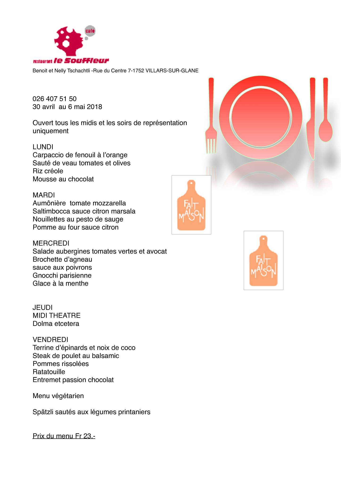 Menu di Le Souffleur 