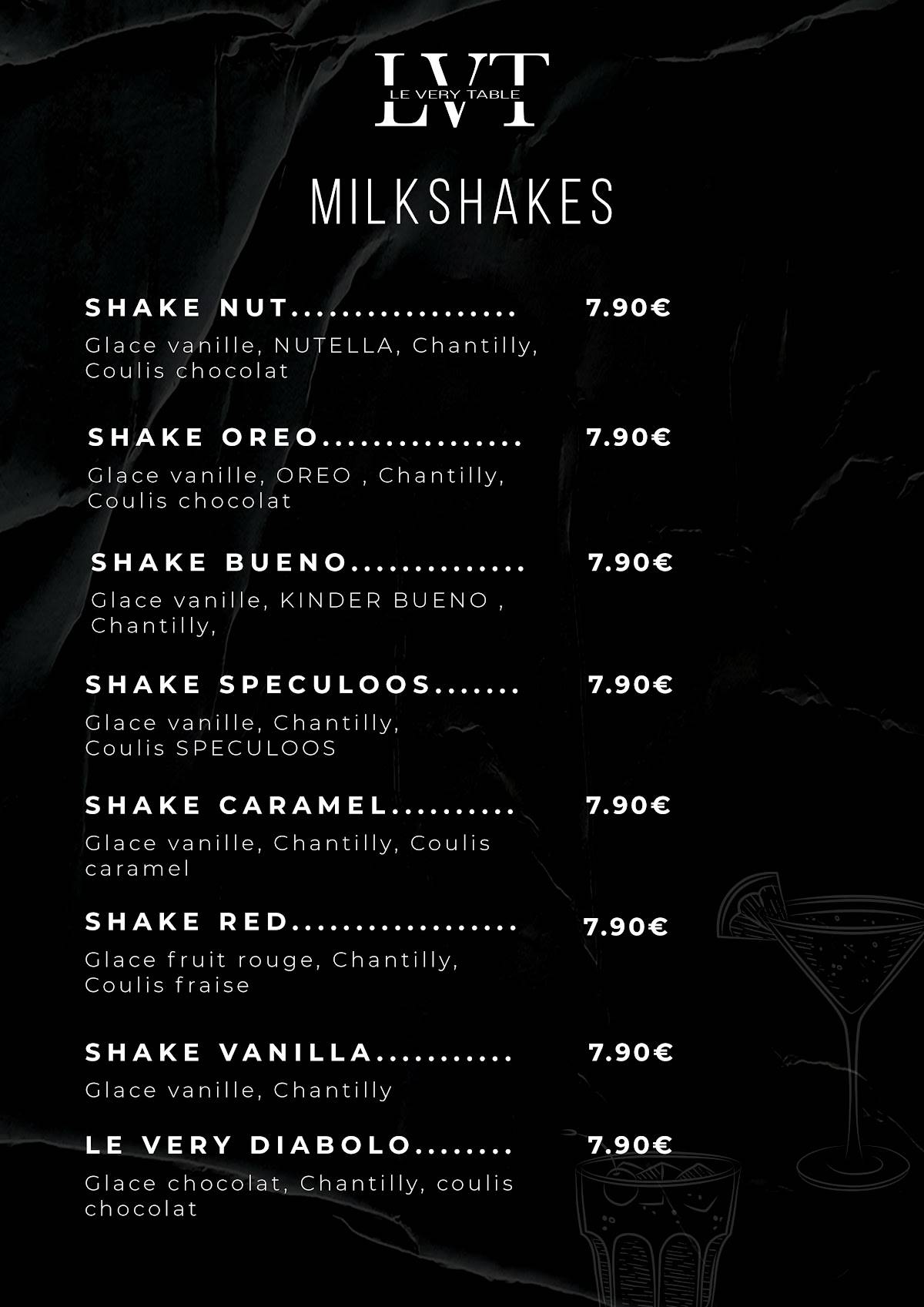 Menu de Le Very Table