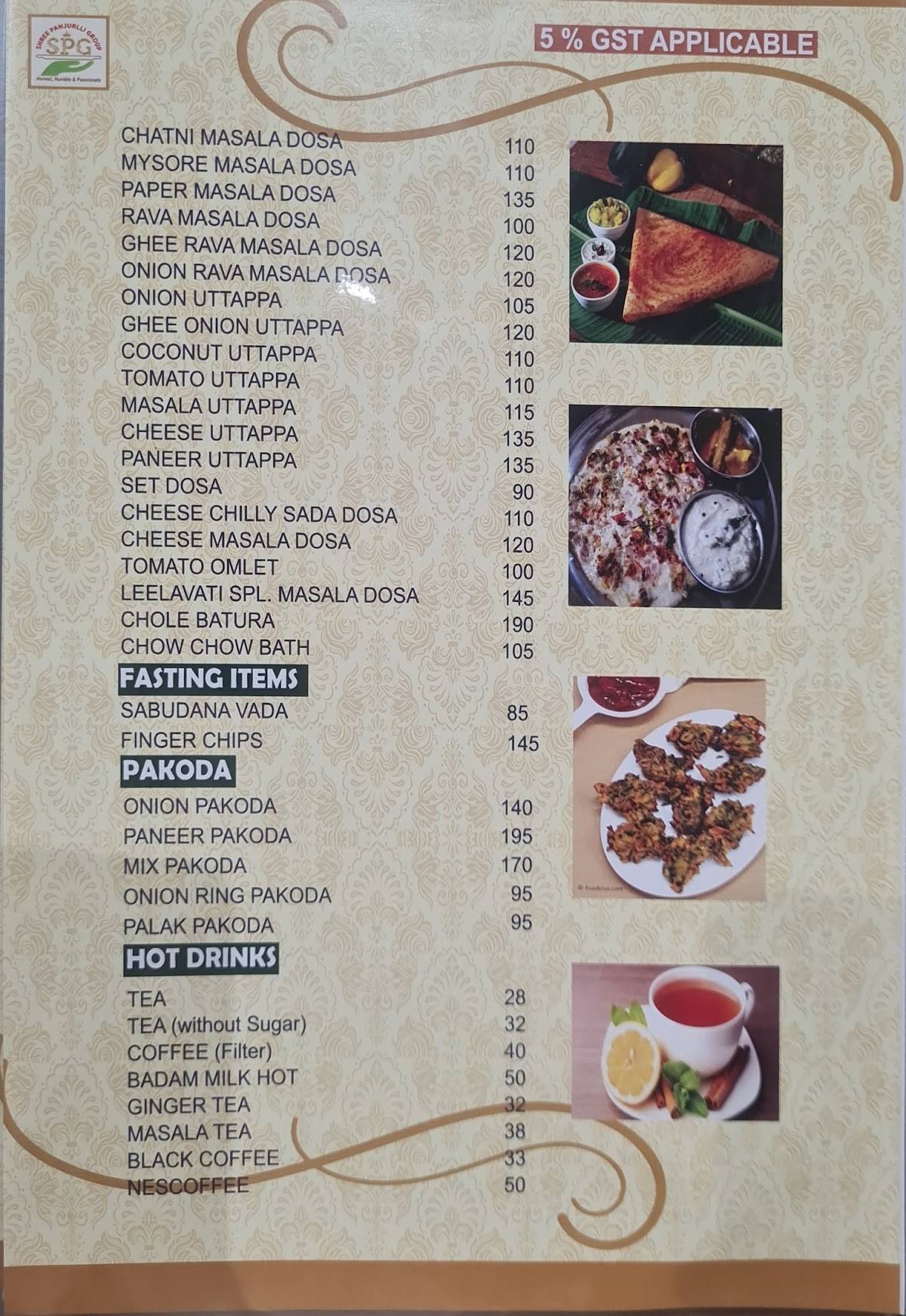Leelavati Palace menu