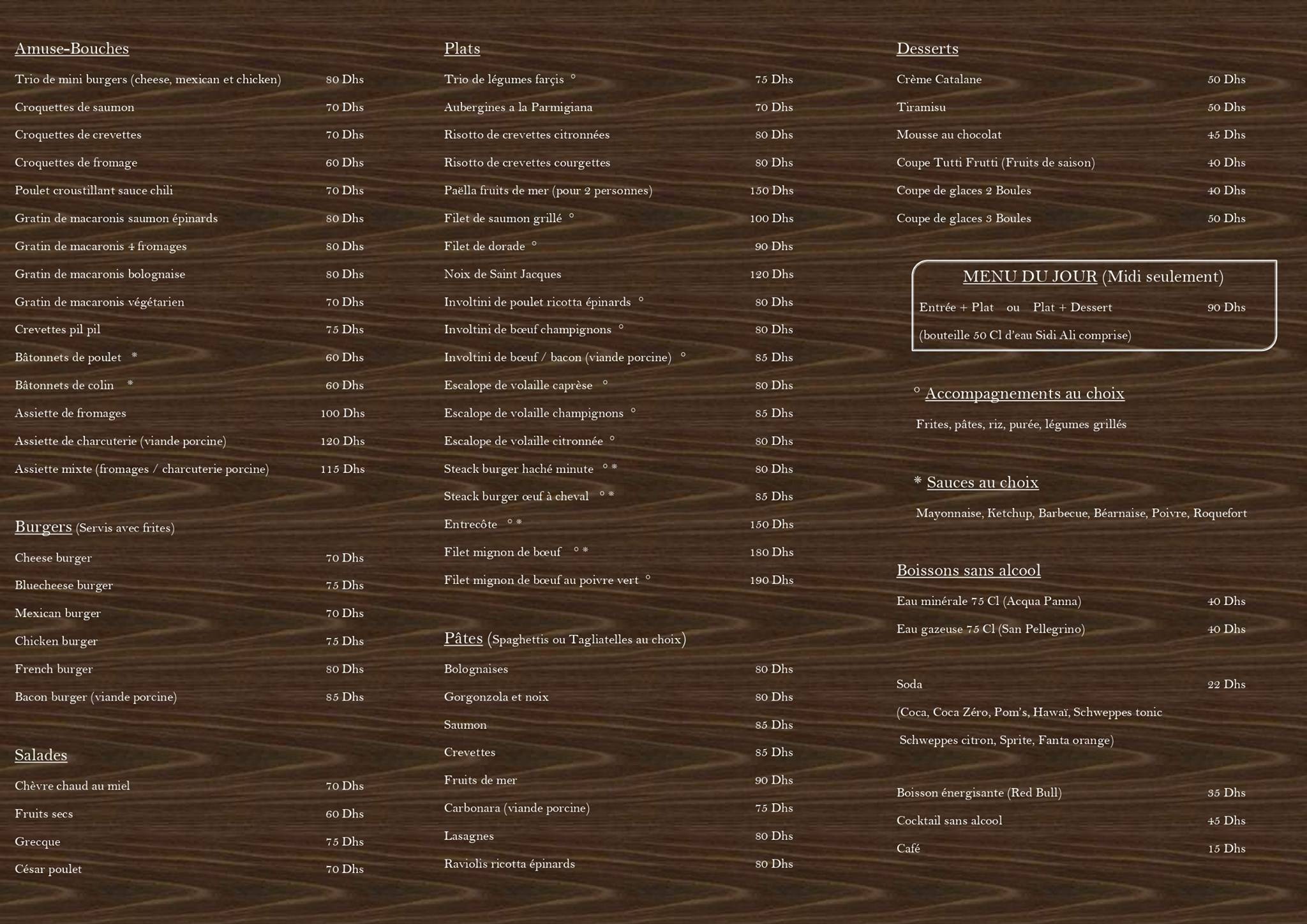 Menu de L' Endroit